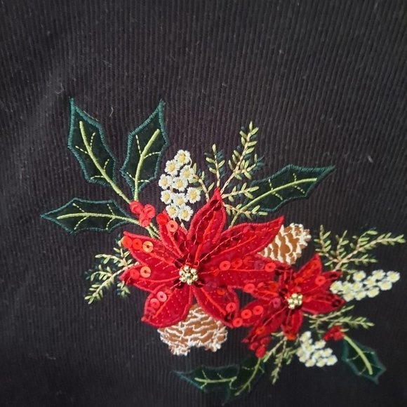 GRANDMA Chic Sequin Poinsettia Heavy Shirt Size Large - Picture 3 of 4